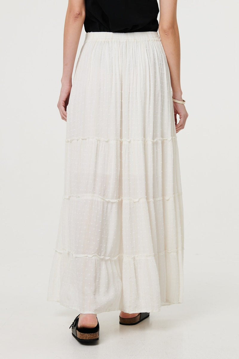 Textured High Waist Tiered Maxi Skirt
