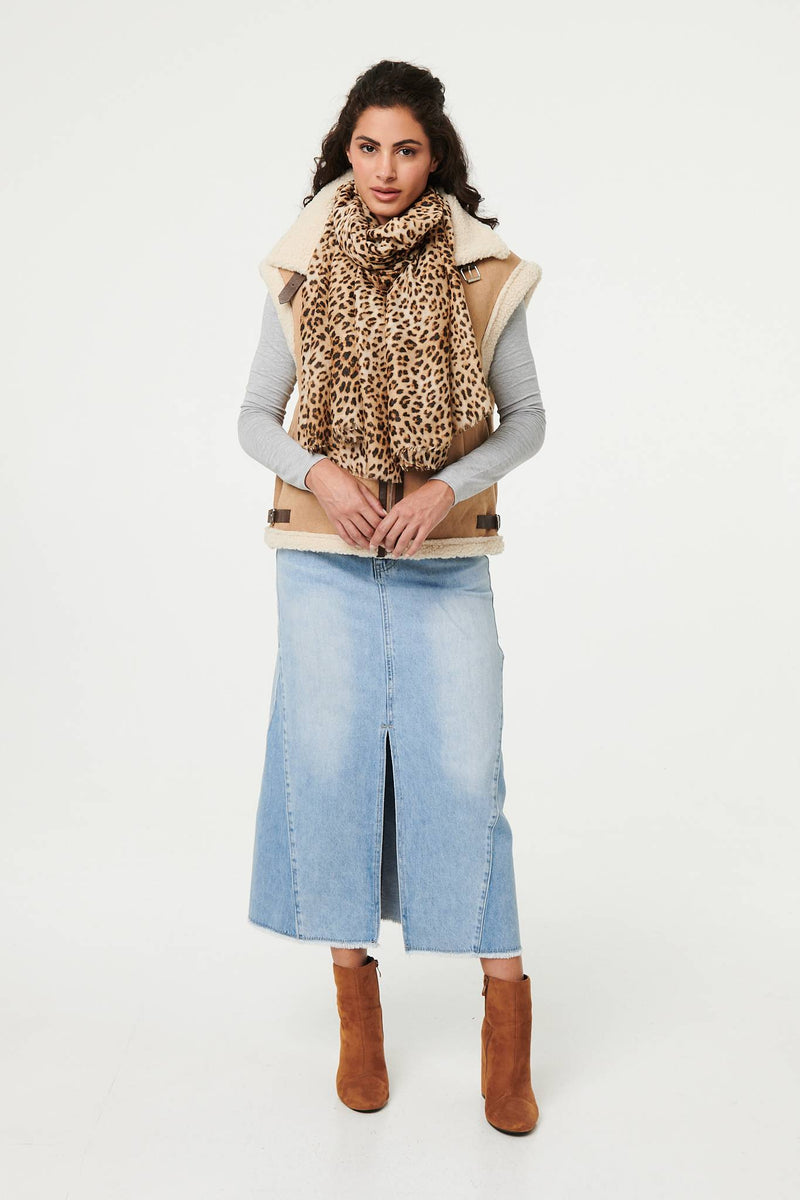 Animal Printed Relaxed Shawl Scarf
