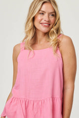 Frill Hem Sleeveless Wide Strap Top