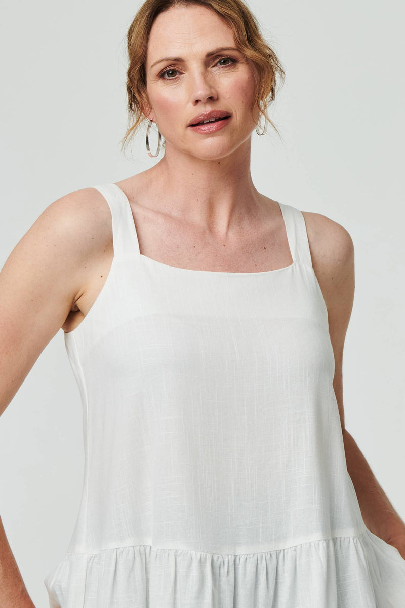 Frill Hem Sleeveless Wide Strap Top