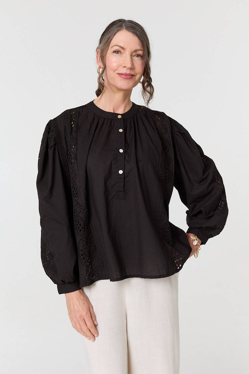 Broderie Anglaise Puff Sleeve Blouse
