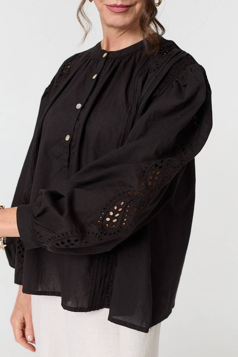 Broderie Anglaise Puff Sleeve Blouse