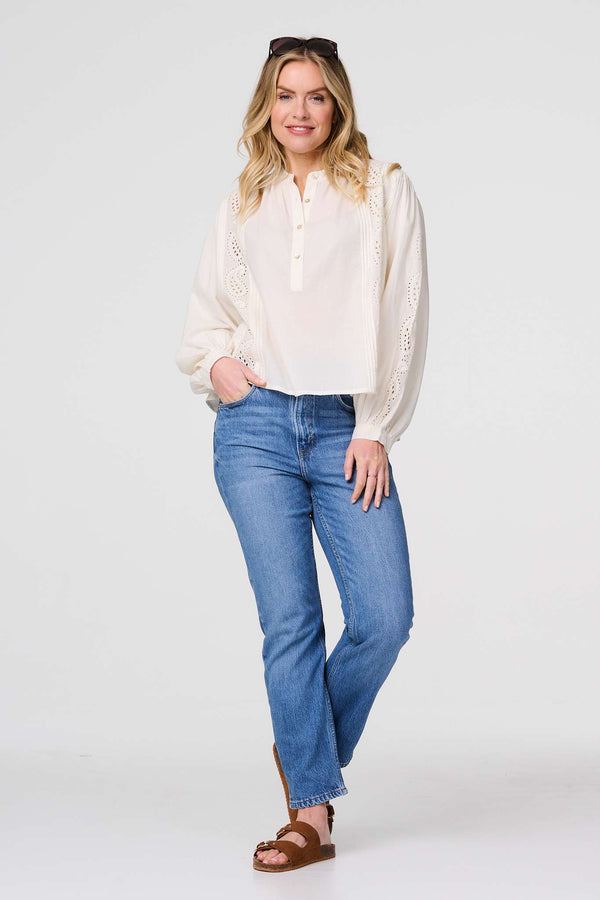 Broderie Anglaise Puff Sleeve Blouse