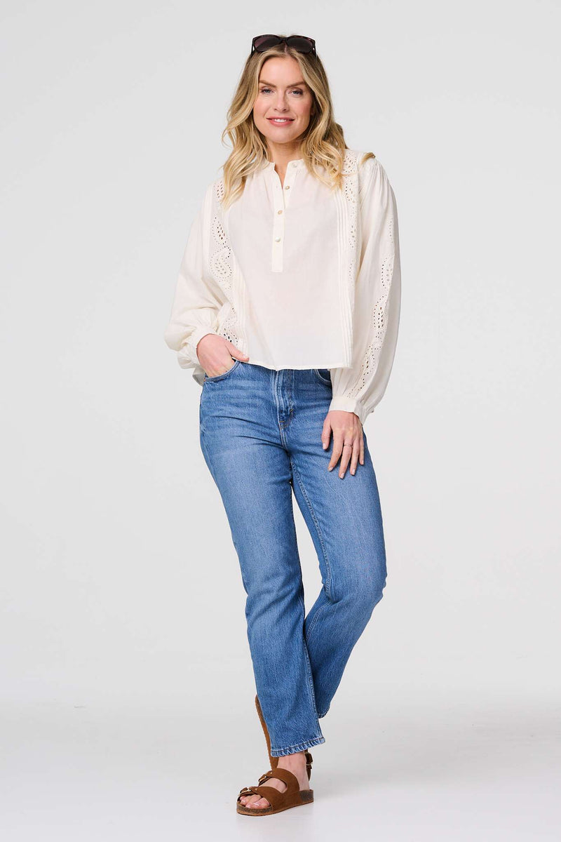Broderie Anglaise Puff Sleeve Blouse