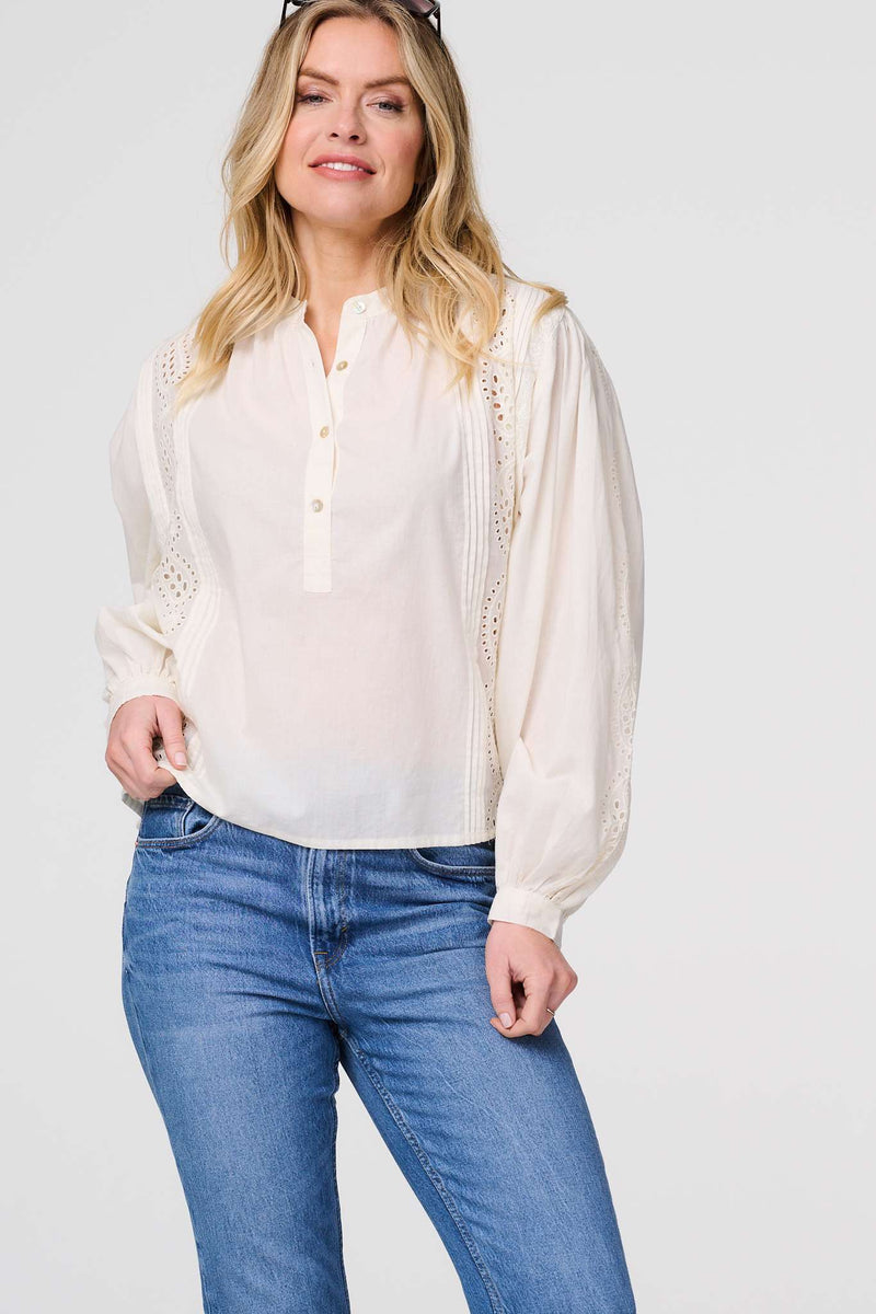 Broderie Anglaise Puff Sleeve Blouse