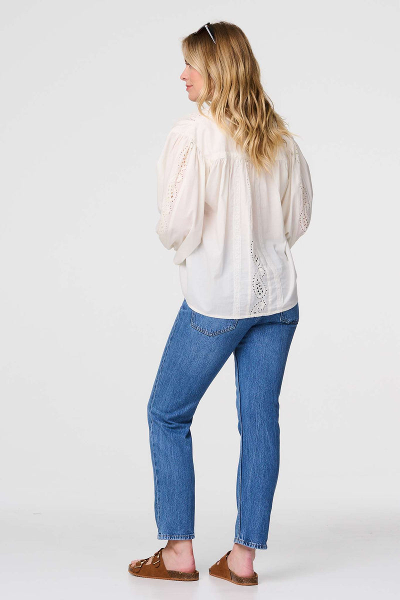 Broderie Anglaise Puff Sleeve Blouse