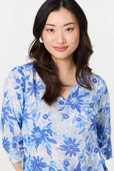 Floral 3/4 Sleeve Tie Detail Blouse