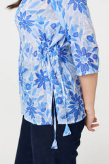 Floral 3/4 Sleeve Tie Detail Blouse
