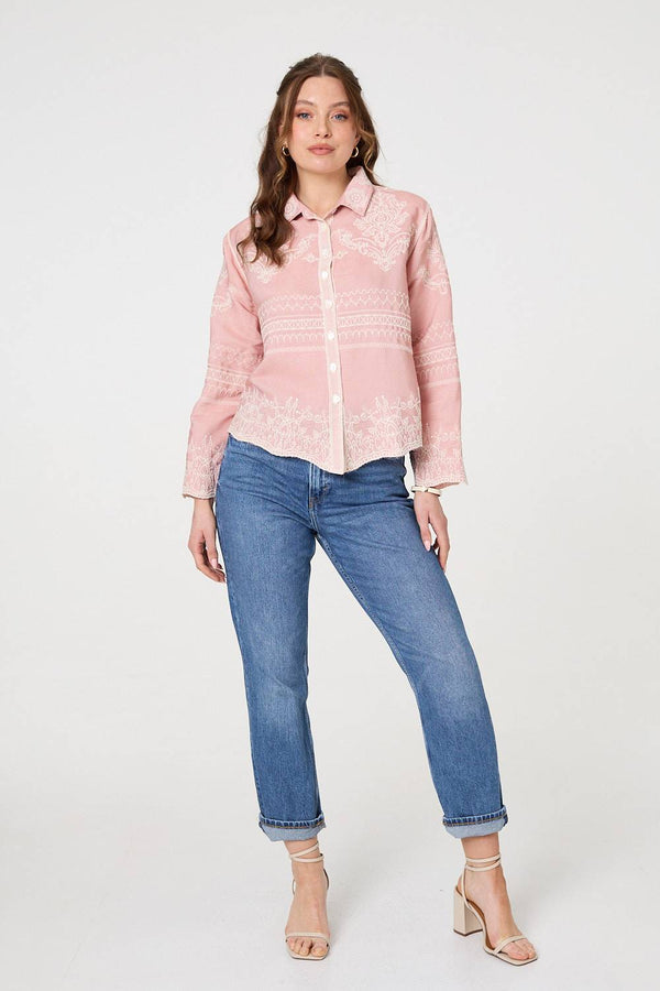 Embroidered Texture Long Sleeve Shirt