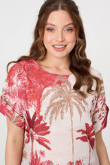 Tropical Print 1/2 Sleeve Relaxed Top