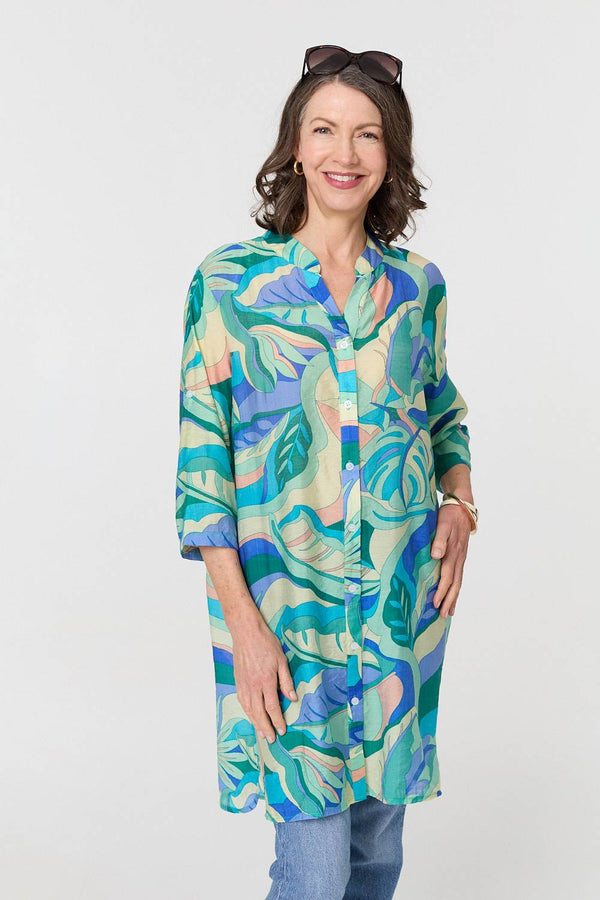 Abstract Longline Relaxed Tunic Shirt