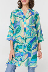 Abstract Longline Relaxed Tunic Shirt