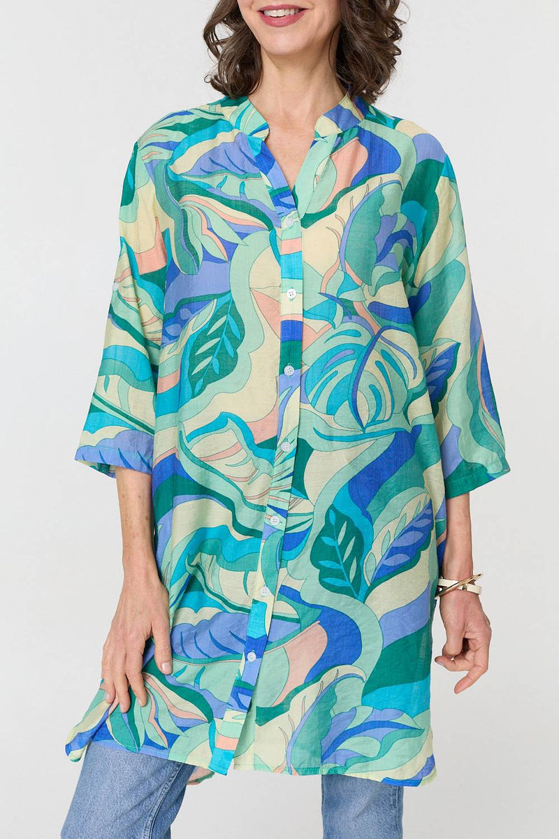 Abstract Longline Relaxed Tunic Shirt