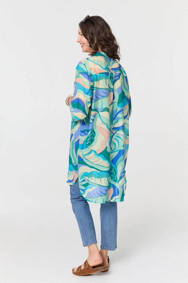 Abstract Longline Relaxed Tunic Shirt