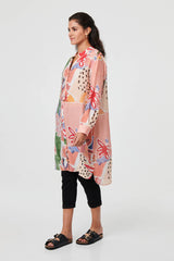 Abstract Longline Relaxed Shirt Dress