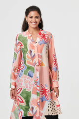 Abstract Longline Relaxed Shirt Dress