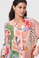 Abstract Longline Relaxed Shirt Dress