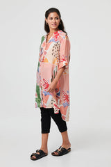 Abstract Longline Relaxed Shirt Dress