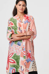 Abstract Longline Relaxed Shirt Dress