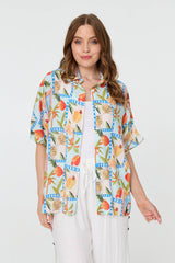 Patchwork Relaxed 1/2 Sleeve Shirt