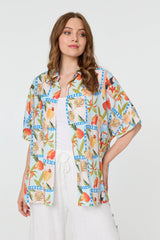 Patchwork Relaxed 1/2 Sleeve Shirt