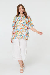 Patchwork Relaxed 1/2 Sleeve Shirt
