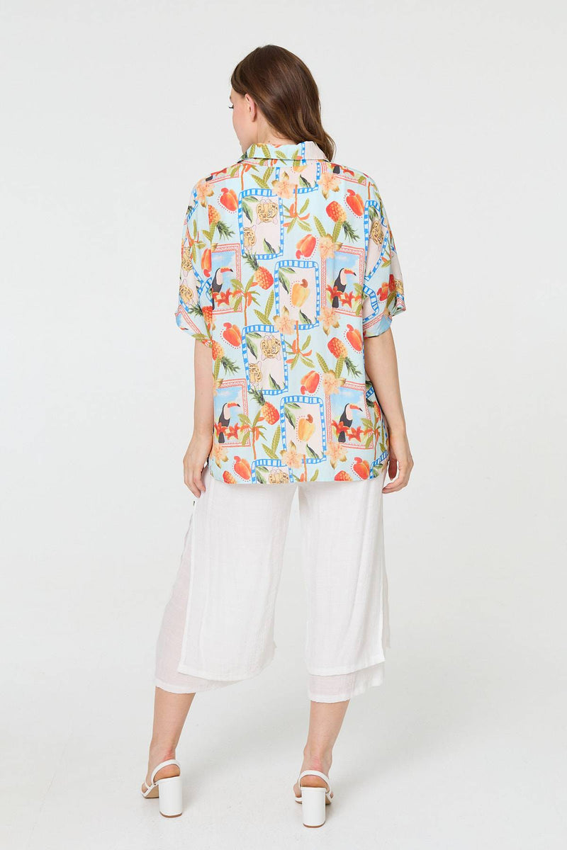 Patchwork Relaxed 1/2 Sleeve Shirt