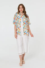Patchwork Relaxed 1/2 Sleeve Shirt