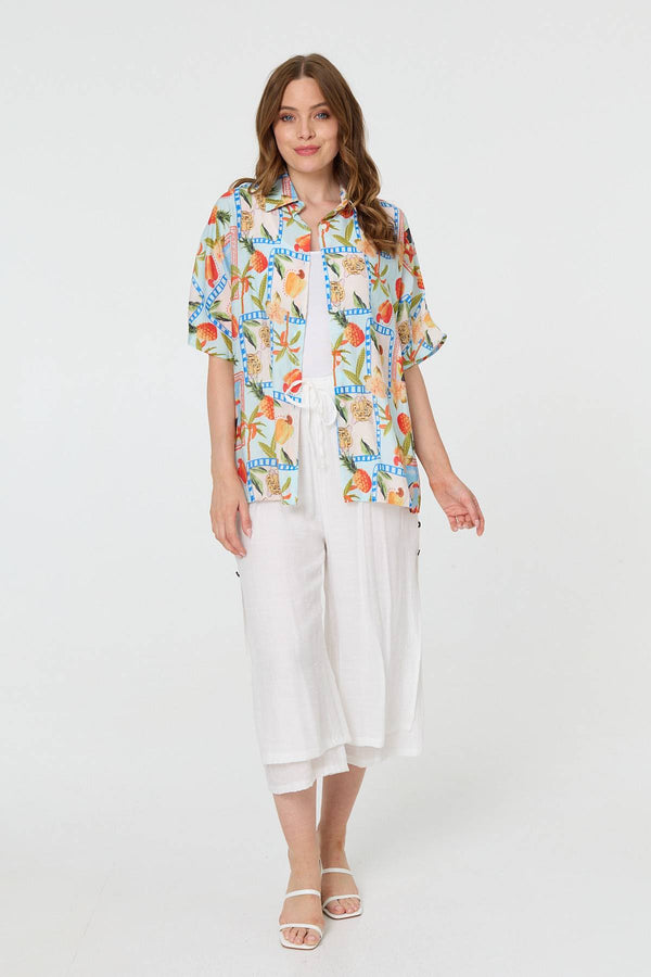 Patchwork Relaxed 1/2 Sleeve Shirt