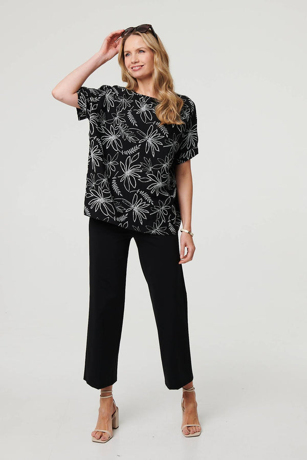 Floral Relaxed Short Sleeve Top