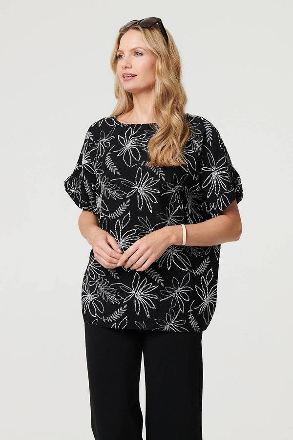 Floral Relaxed Short Sleeve Top