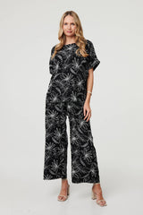 Floral High Waist Wide Leg Trousers
