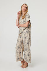 Floral High Waist Wide Leg Trousers