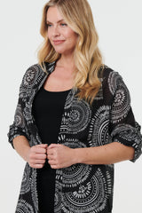 Abstract Sheer Relaxed Longline Blouse