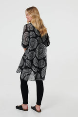 Abstract Sheer Relaxed Longline Blouse