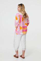 Abstract 3/4 Sleeve Relaxed Shirt