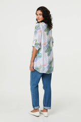 Abstract 3/4 Sleeve Relaxed Blouse