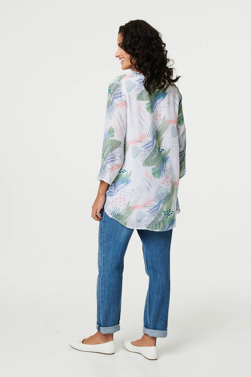 Abstract 3/4 Sleeve Relaxed Blouse