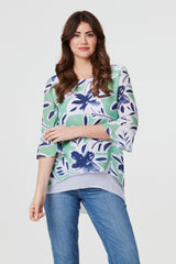 Floral Print Layered Relaxed Tunic Top