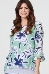 Floral Print Layered Relaxed Tunic Top