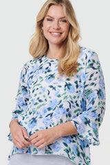 Floral Layered 3/4 Sleeve Tunic Top