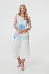 Printed Semi Sheer Layered Relaxed Tunic