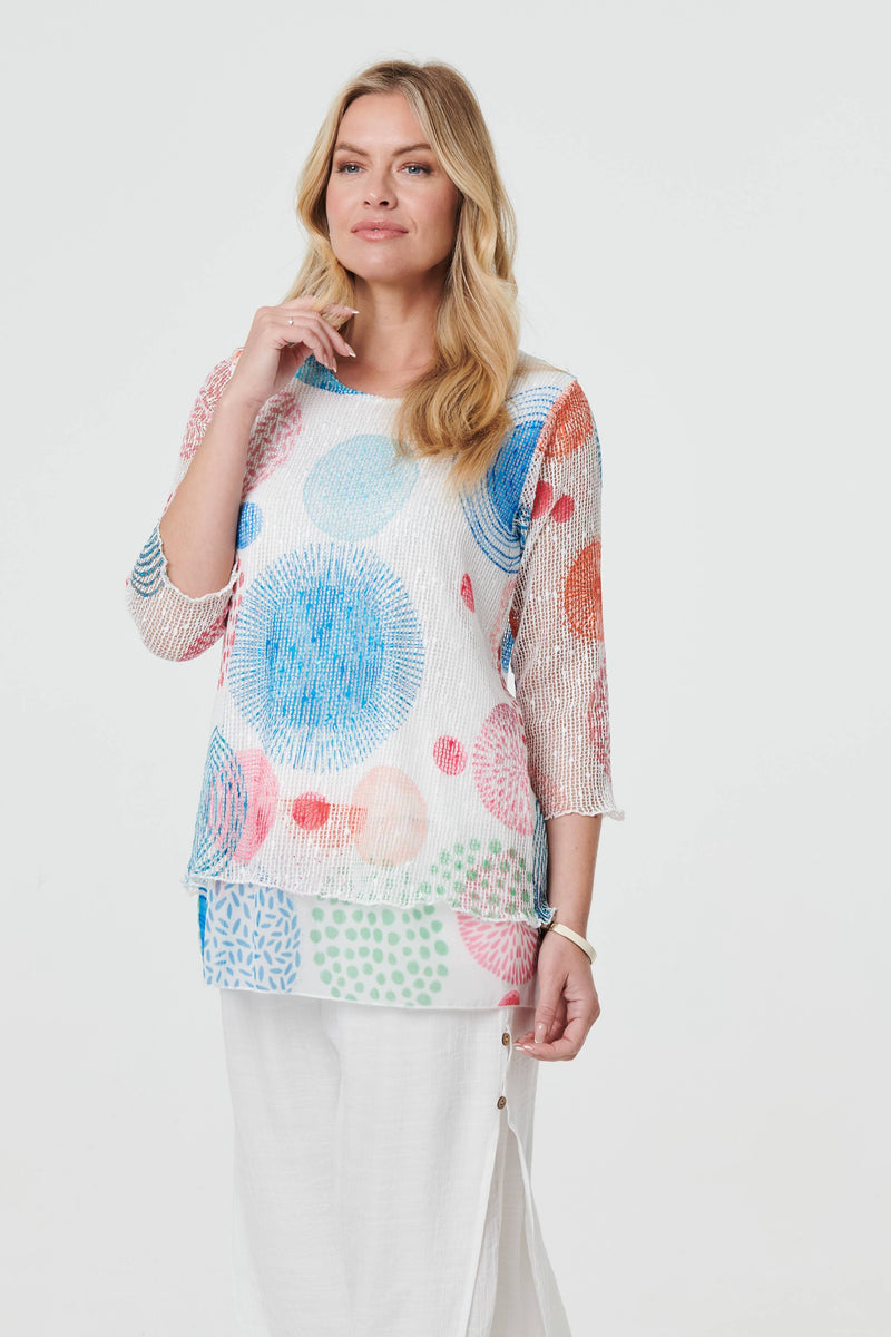 Printed Semi Sheer Layered Relaxed Tunic