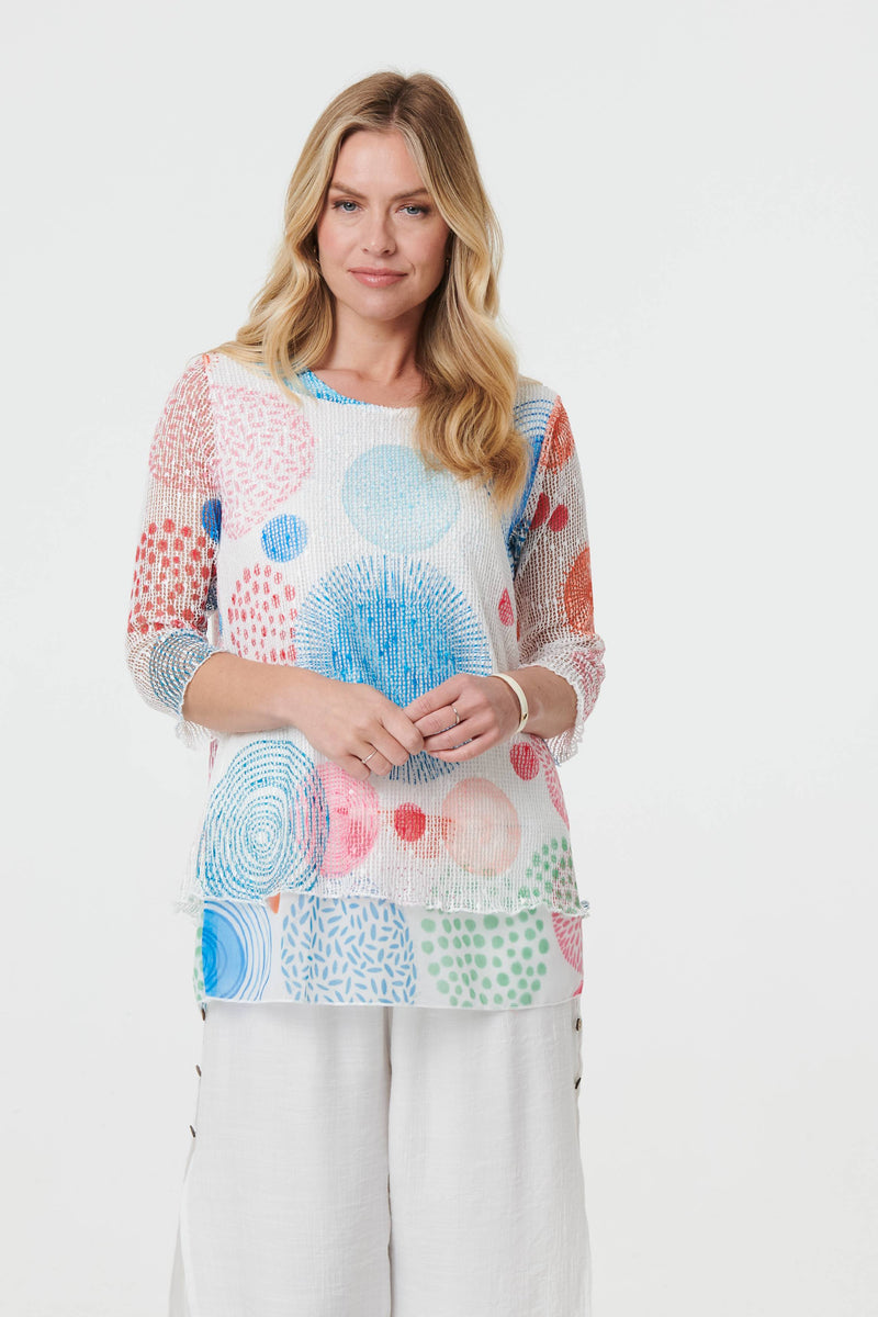 Printed Semi Sheer Layered Relaxed Tunic