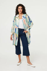 Abstract 3/4 Sleeve Short Shirt Dress