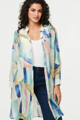 Abstract 3/4 Sleeve Short Shirt Dress
