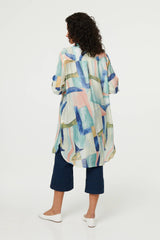 Abstract 3/4 Sleeve Short Shirt Dress