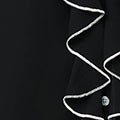Contrast Trim Semi Sheer Ruffled Blouse