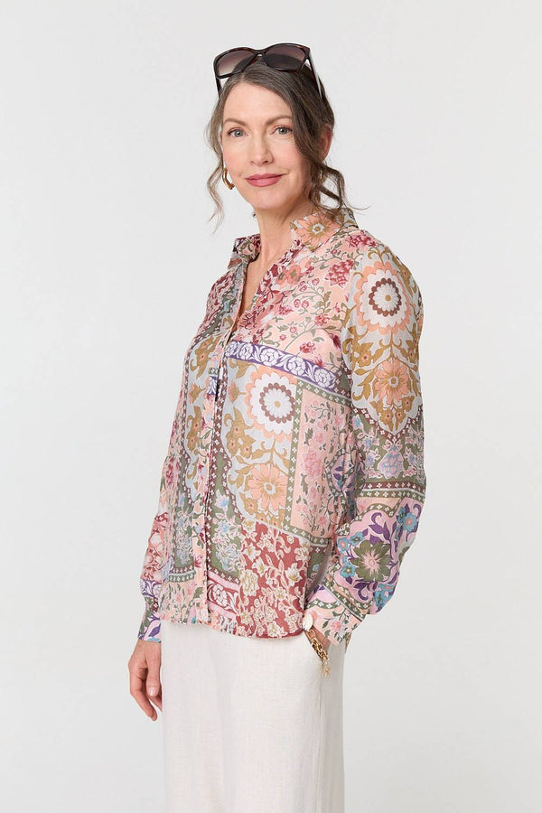 Mosaic Print Long Sleeve Shirt