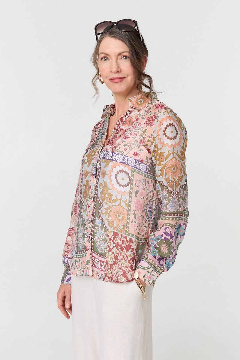 Mosaic Print Long Sleeve Shirt